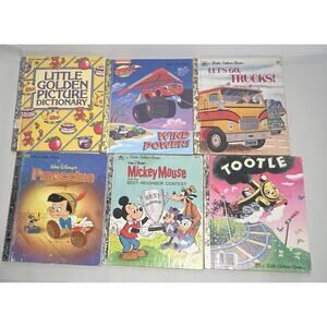 Little Golden Books, Lot Of 6 Hardcover Children's Books, Vintage